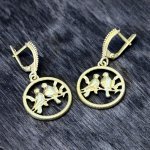Brass Earrings "Bird Duet"