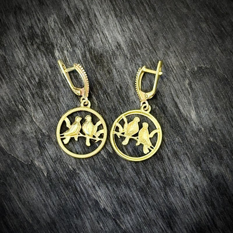 Brass Earrings "Bird Duet"