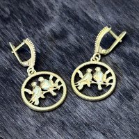 Brass Earrings "Bird Duet"
