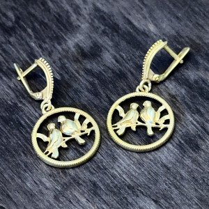 Brass Earrings "Bird Duet"