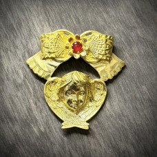 Кулон "Херувімський Оберіг" з латуні з червоним кристалом