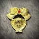 Brass pendant "Cherubic Charm" with red crystal
